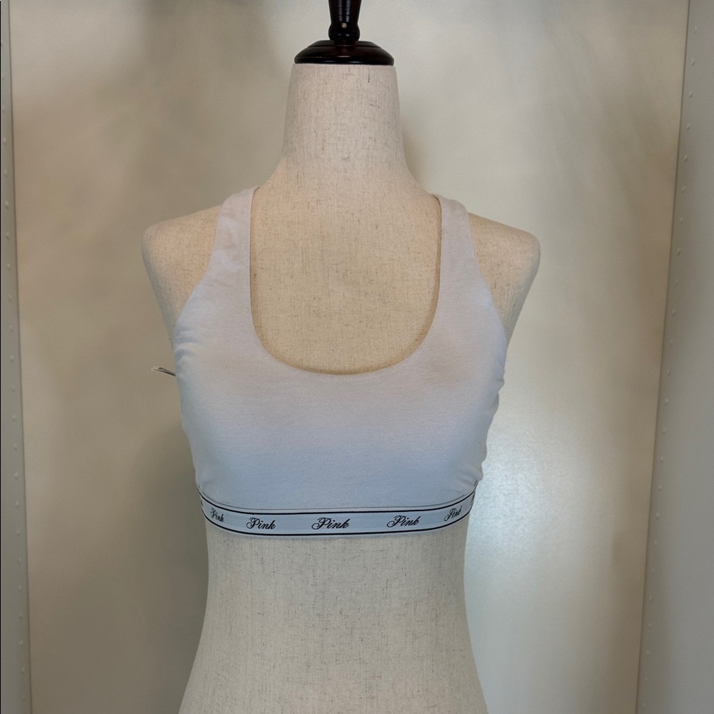 Pink Victoria's Secret White Sports Bra